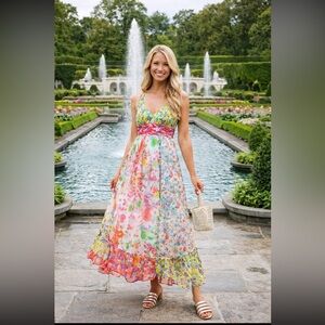 Anthropologie NWOT Malibu Floral Maxi Dress Muticolor Size 4 (S).